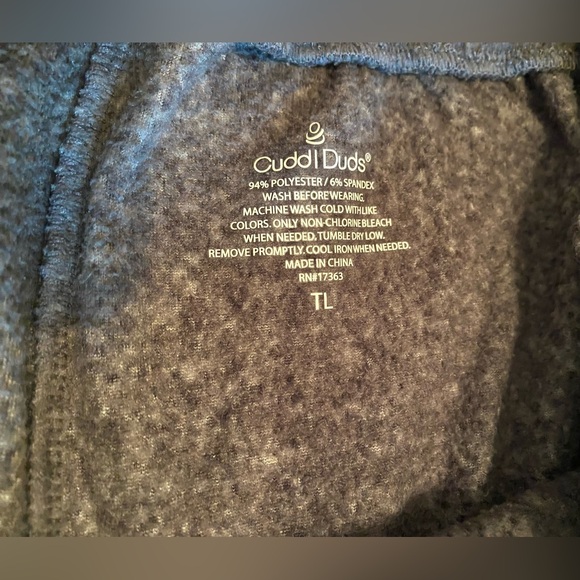 🎁Cuddl Duds Dark Gray Fleece 2 Piece Cozy Pajama Set, Size Large Tall - Picture 6 of 7